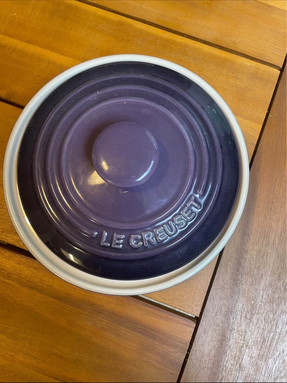 Le Creuset Purple Cast Iron mini Dutch Oven  with Cream Trim